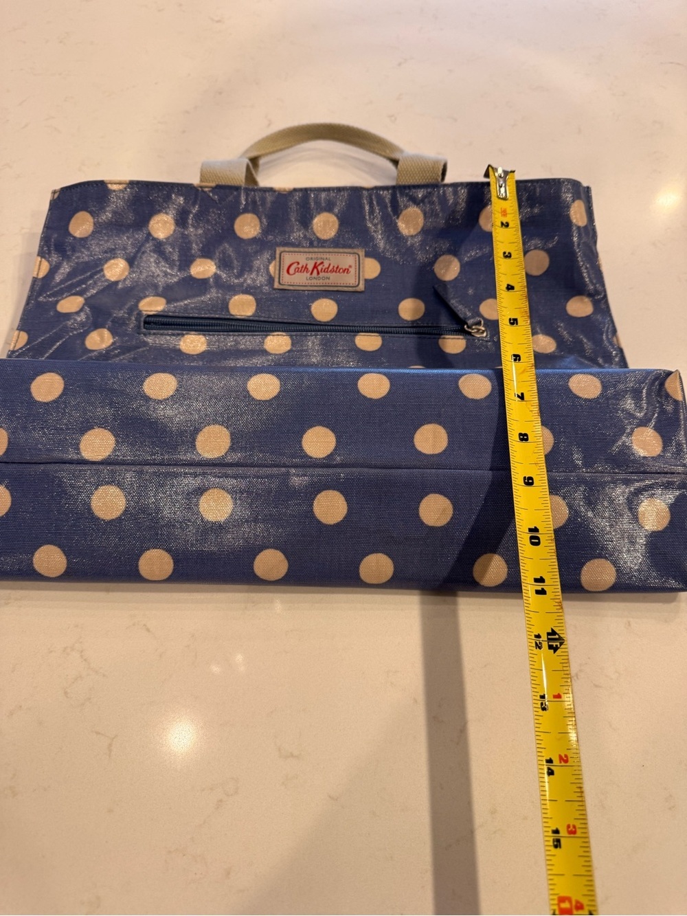 Cath Kidston Blue Polka Dot Coated Canvas Tote - Picture 6 of 8